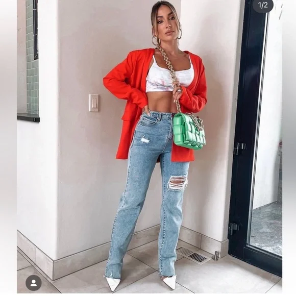 By Egreis Orange Hillary Blazer sz L - Picture 1 of 2